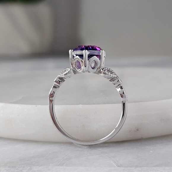 Pink & Purple Round Gemstone Ring, real 925 Sterling Silver Charmed Aroma - Picture 4 of 5
